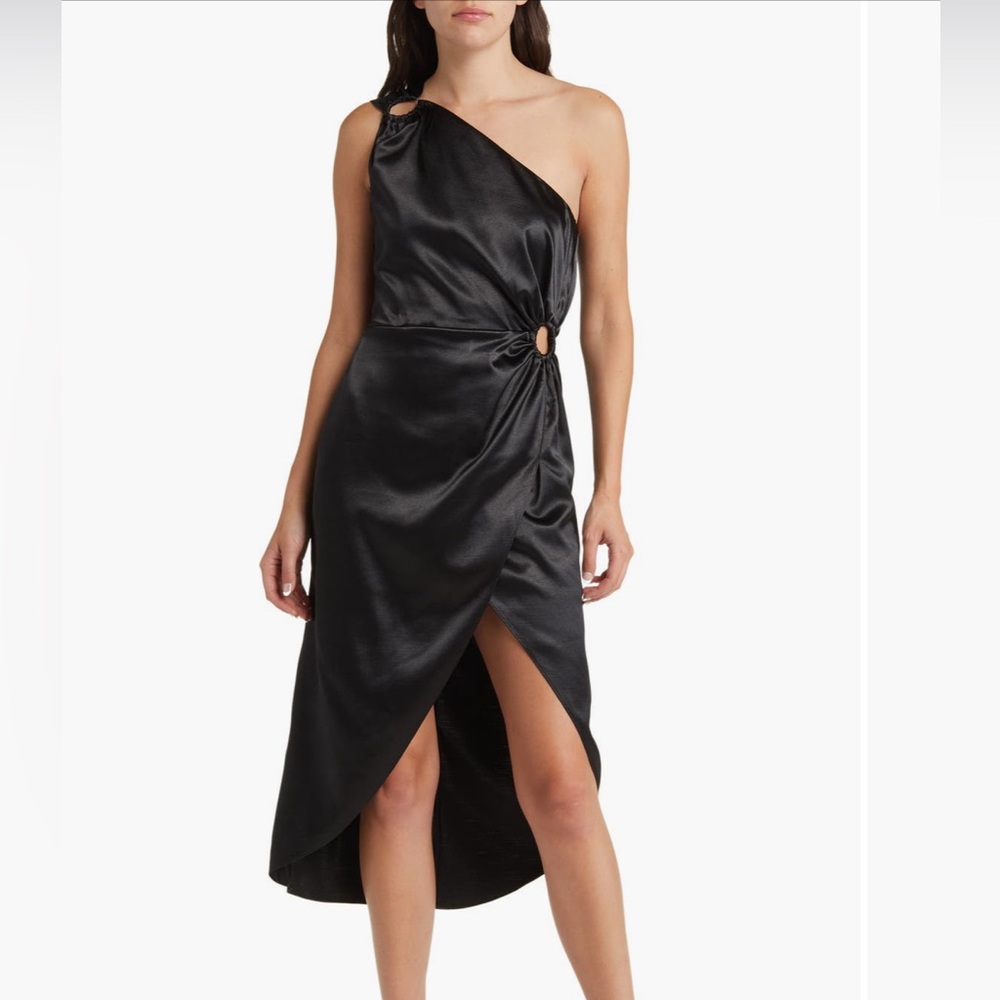 French Connection Adaline Elegant Black One-Shoulder Dress size 4